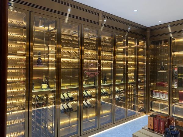 顺德大良U型不锈钢恒温酒柜案例